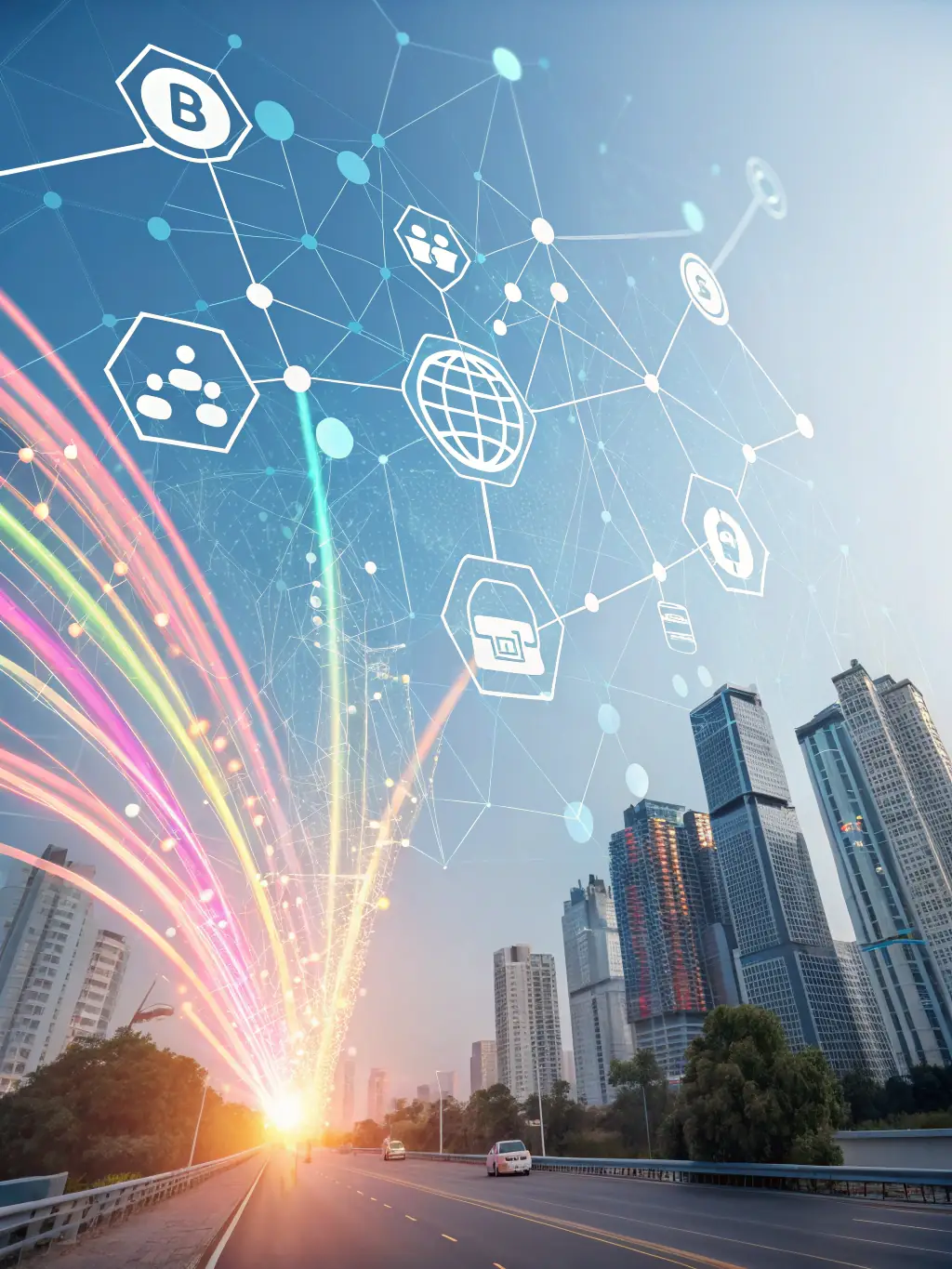 An abstract image representing the convergence of artificial intelligence, blockchain technology, and cybersecurity, symbolizing RecoverAssets' innovative approach to digital asset recovery.