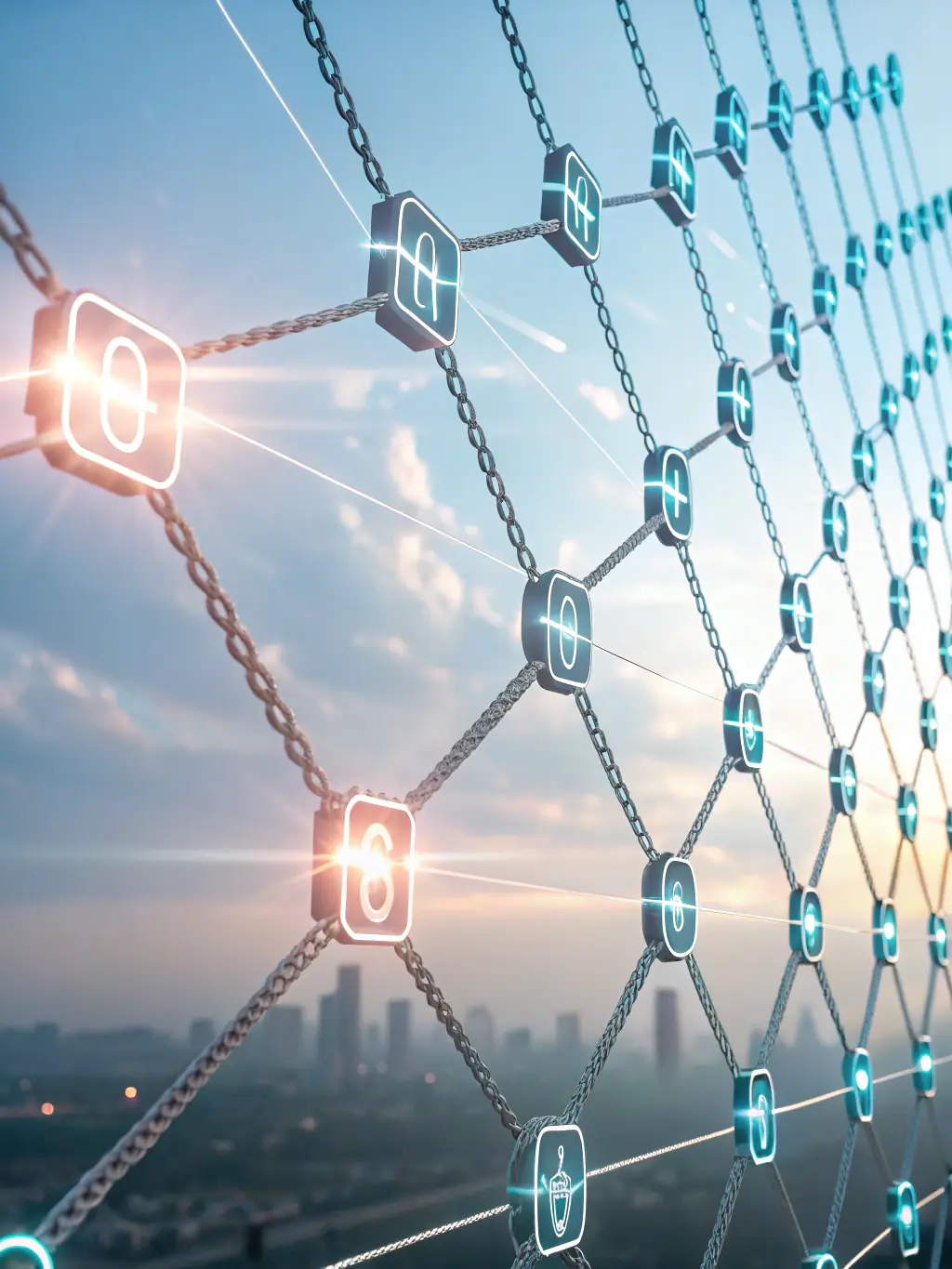 A digital illustration depicting a complex network of interconnected nodes representing blockchain transactions, with AI algorithms highlighting suspicious activity and tracing the flow of funds.